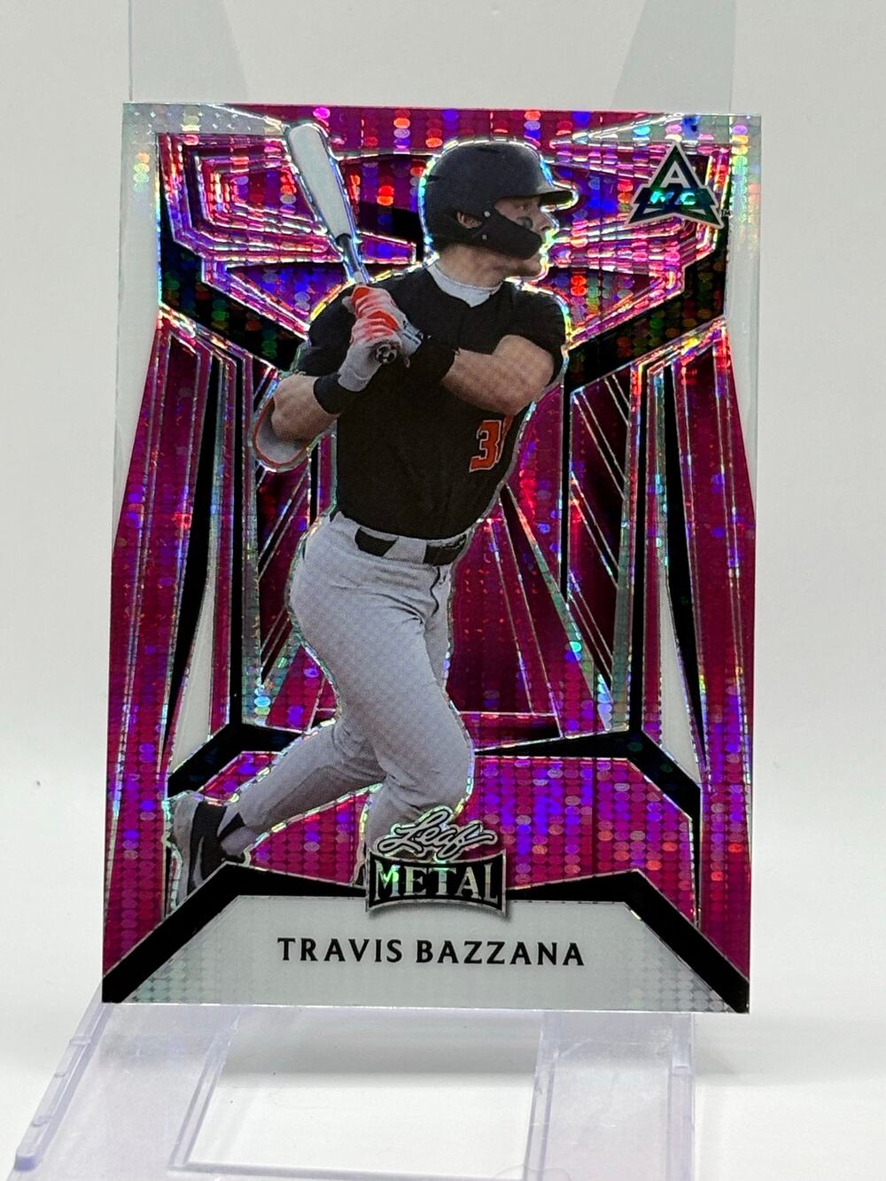 2023 Leaf Metal Travis Bazzana Pink Pulsar Refractor 4/7 SP Cleveland Guardians